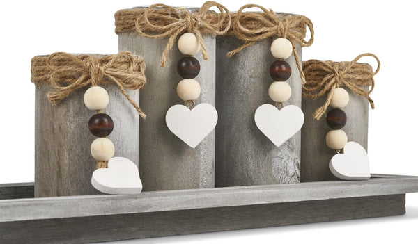Tealight Candle Holder Set – With Tray And Decorative Stones