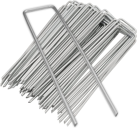 100 Pack Tent Pegs, Heavy Duty Tent Pegs - U-Shaped Ground Pegs