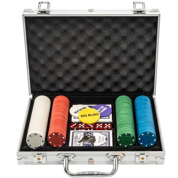 Professional 200pc Texas Holdem Poker Set and Blackjack Set with Portable Carry Case