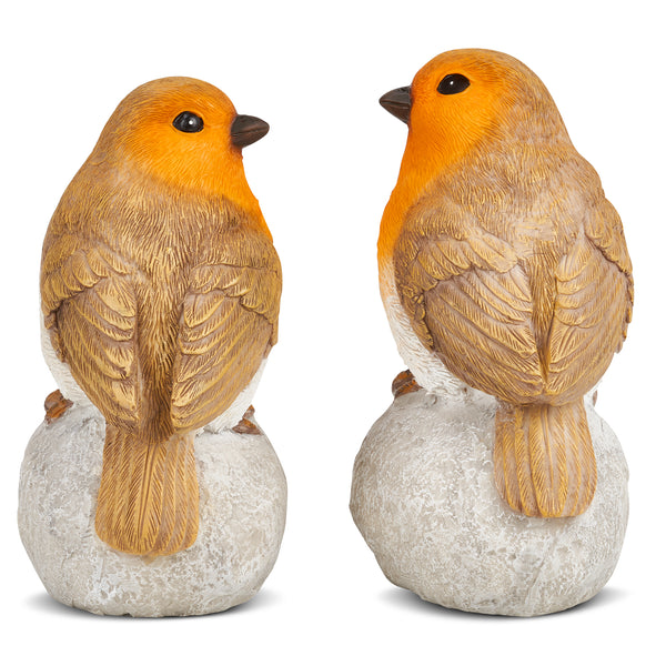 Pair of Robins on Stones Ornaments