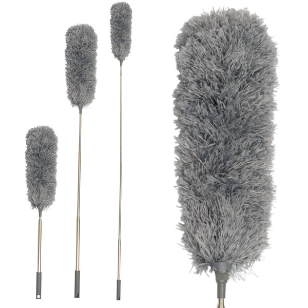 5Pcs Feather Duster with 30-100Inch Extendable Curtain Poles