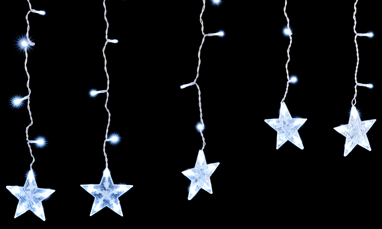 Star Curtain Fairy Lights - Window Christmas Lights with 12 Stars, 8 Twinkle Effects - IP44