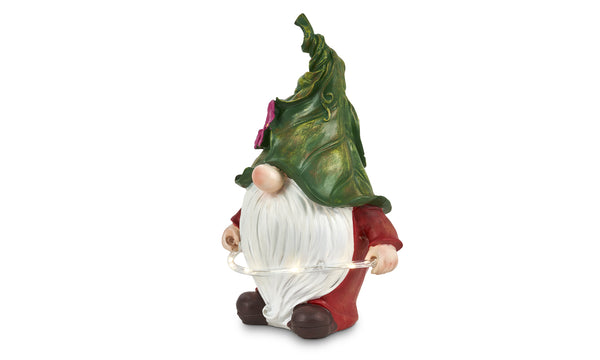 Solar Powered Garden Gnome with Illuminated Hoop