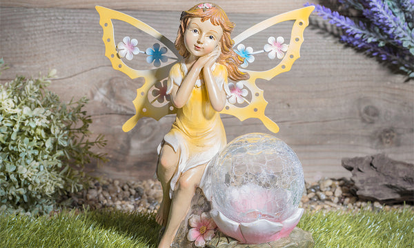 Solar Fairy Glass Ball Statue