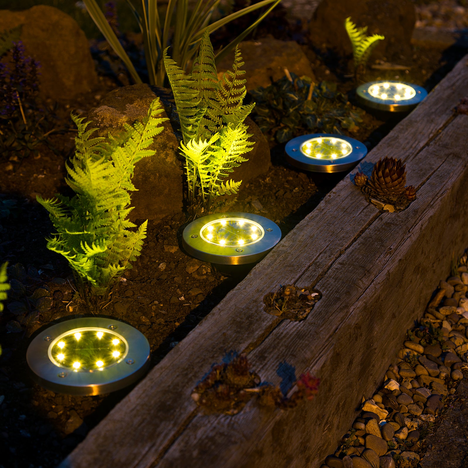 Set of 4 Solar Powered LED Ground Lights