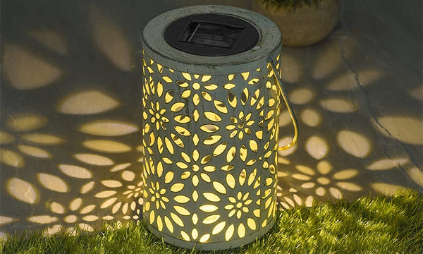 Hanging Solar Lantern with Flower Patterns