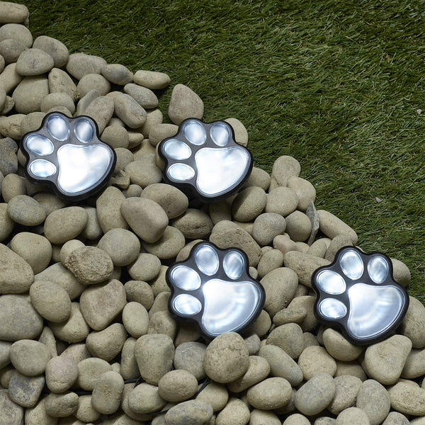 4 Solar Powered Paw Print Lights