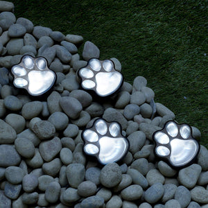 4 Solar Powered Paw Print Lights