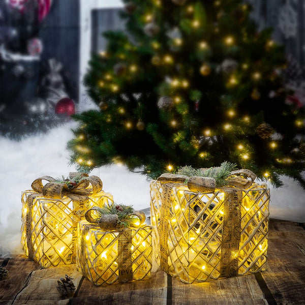 LED Christmas Gold Boxes