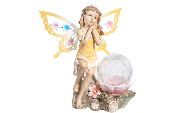 LED Solar Powered Fairy Glass Ball Statue