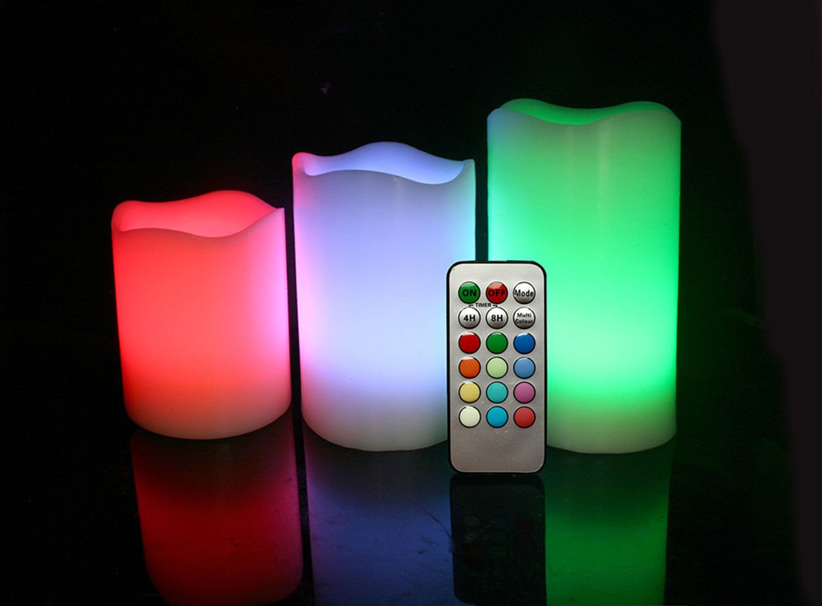 Vanilla Smooth Remote Control Colour Changing LED Flameless Mood Candles