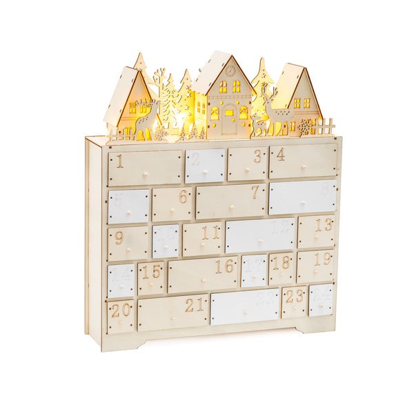 10 LED Wooden Advent Calendar