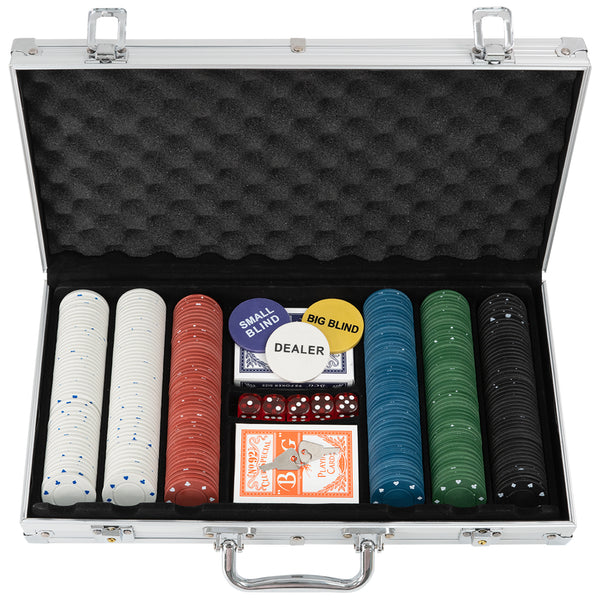 300 Pieces Professional Texas Holdem Poker Set and Blackjack Set with Portable Carry Case