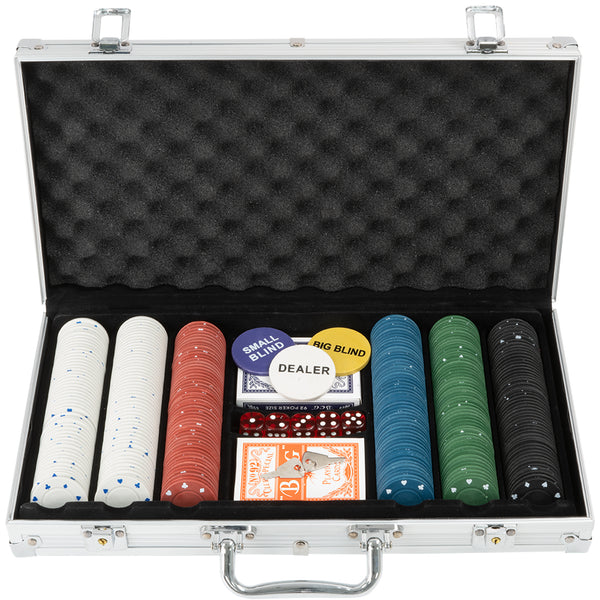 300 Pieces Professional Texas Holdem Poker Set and Blackjack Set with Portable Carry Case
