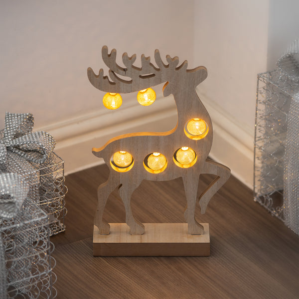 6 LED Wooden Christmas Reindeer with lights