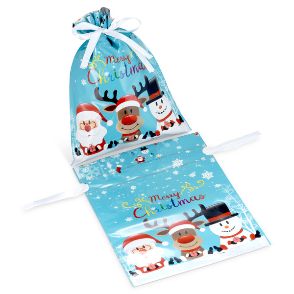 Reusable Christmas Drawstring Gift Bags With Tags