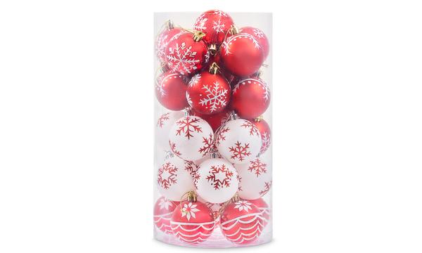 30pc Red & White Bauble Set