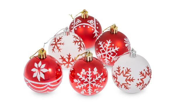 30pc Red & White Bauble Set