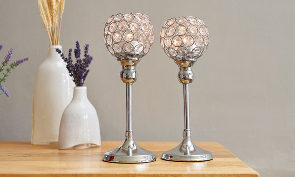 Crystal Silver Candle Holders