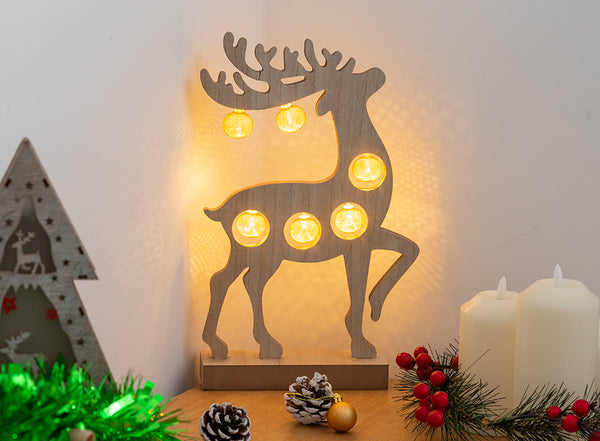 6 LED Wooden Christmas Reindeer with lights