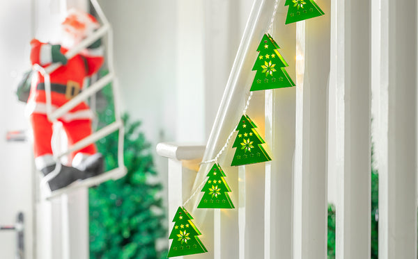 10 LED Green Wooden Christmas Trees
