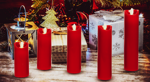 5-Piece LED Red Candle Set