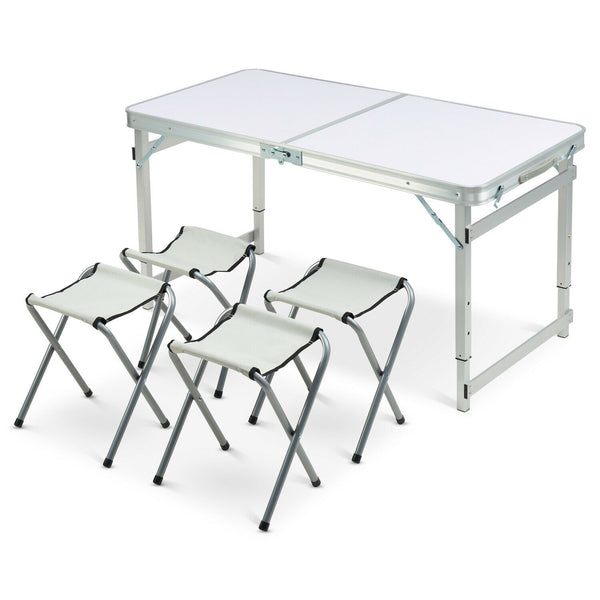 OUTDOOR DINING CAMPING FOLDING TABLE WITH 4 CHAIR PORTABLE SET